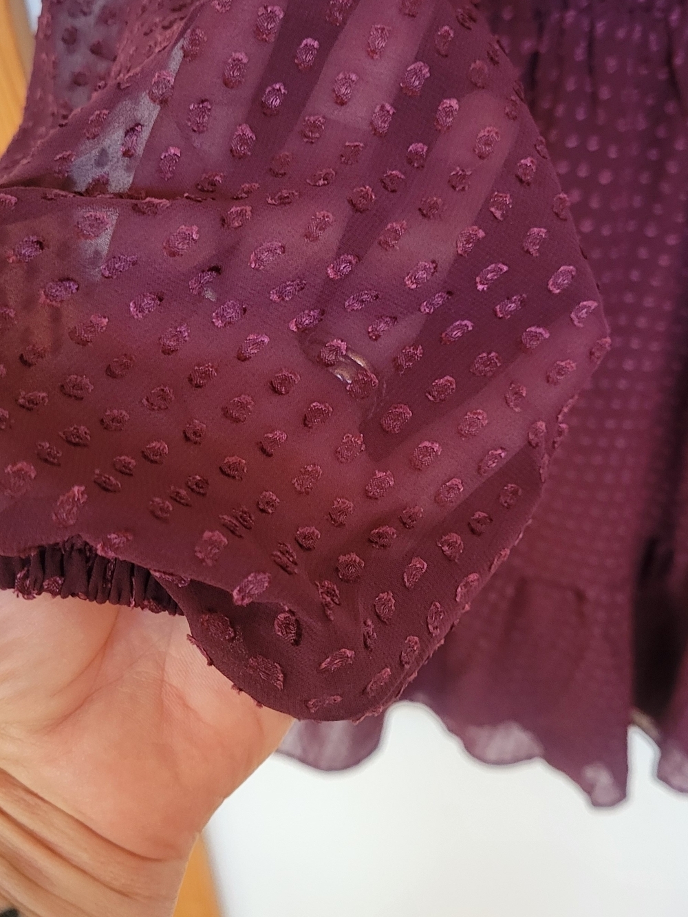 Baby Doll Burgundy Long Sleeve Dress-Reitmans - Picture 5 of 5